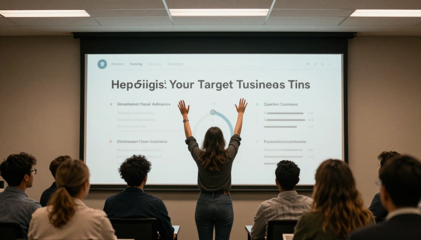 A diverse group of three modern marketing professionals in an open office high-five naturally over a large screen displaying a blurred successful campaign dashboard, capturing team excitement from targeted efforts. Cinematic style features strong contrast, depth, dramatic overhead lighting, warm earth tone background, and muted palette.